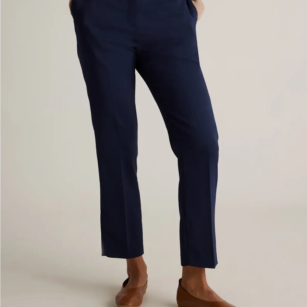 Quince Navy Cropped Straight-Leg Women's Pants